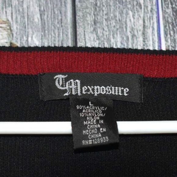 Black TM Exposure Men's Preppy Pullover Sweater Lightweight Long-Sleeve L Tall - Picture 2 of 2